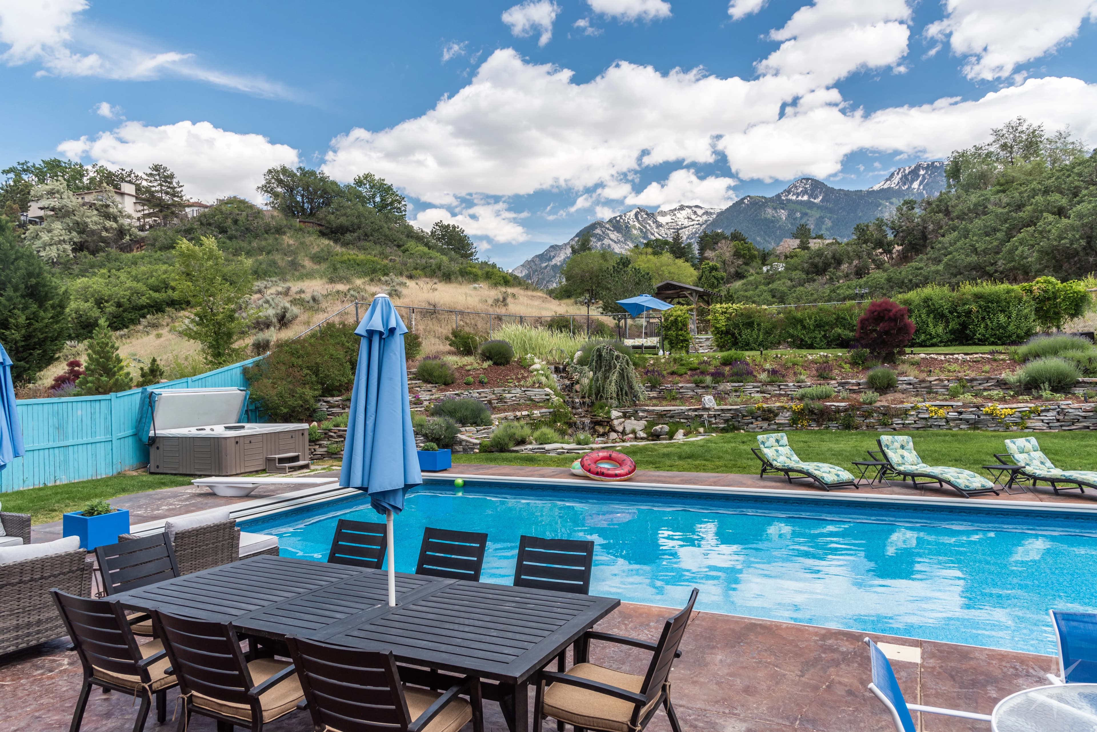 Pool and patio at Hidden Retreat in Sandy Utah