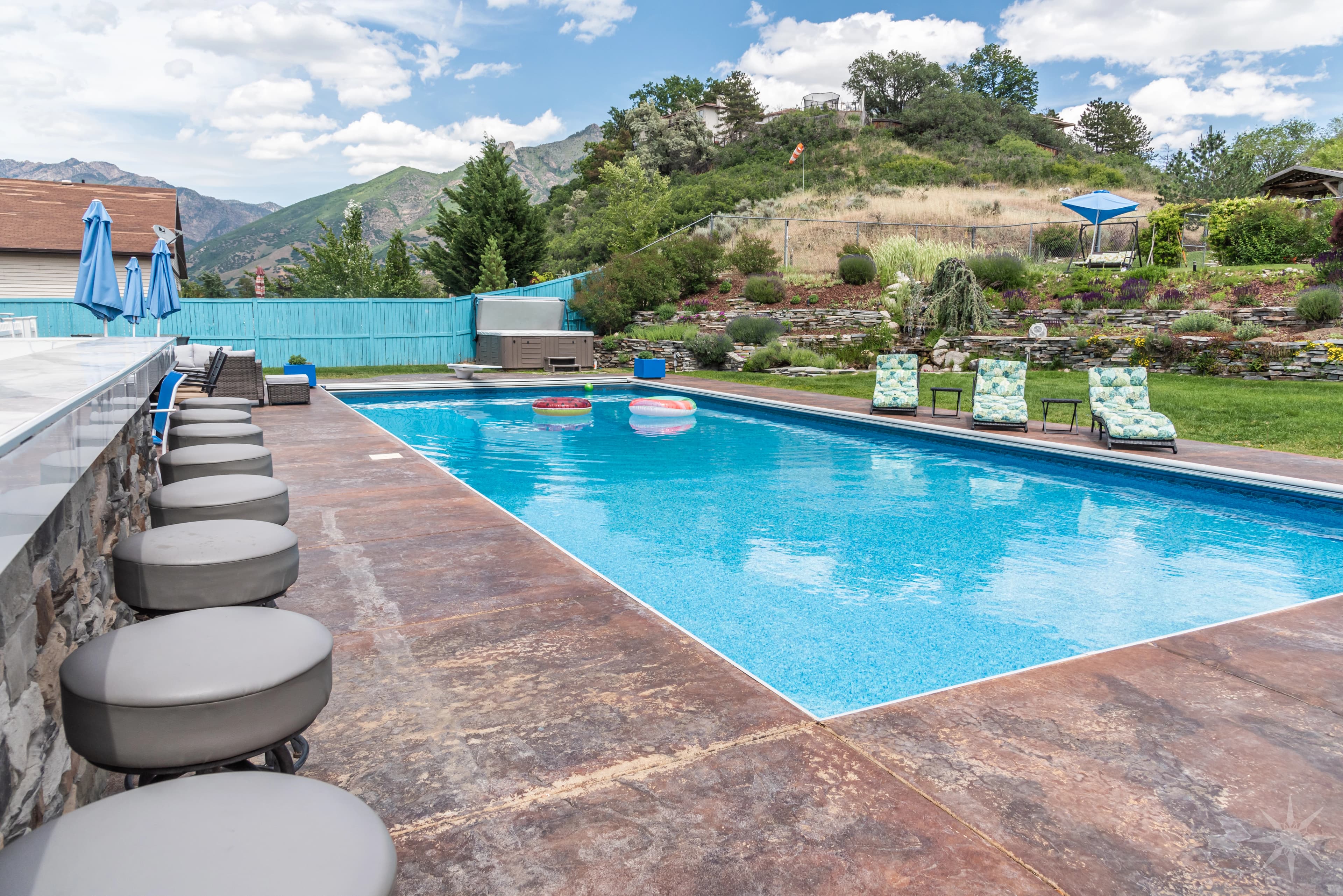 Pool with poolside Bar at hidden Retreat in Sandy Utah